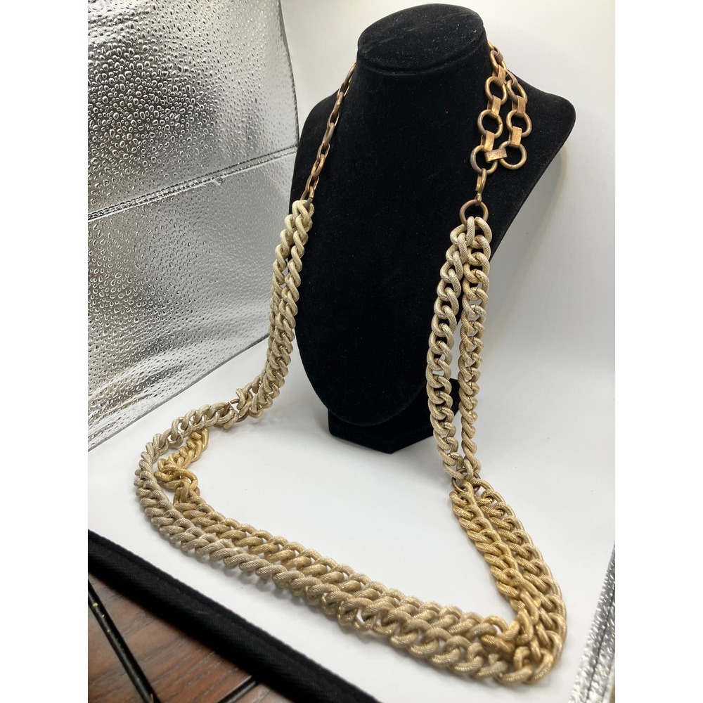 Chunk Linked Chain Two Tone Statement 31 Inch Nec… - image 4